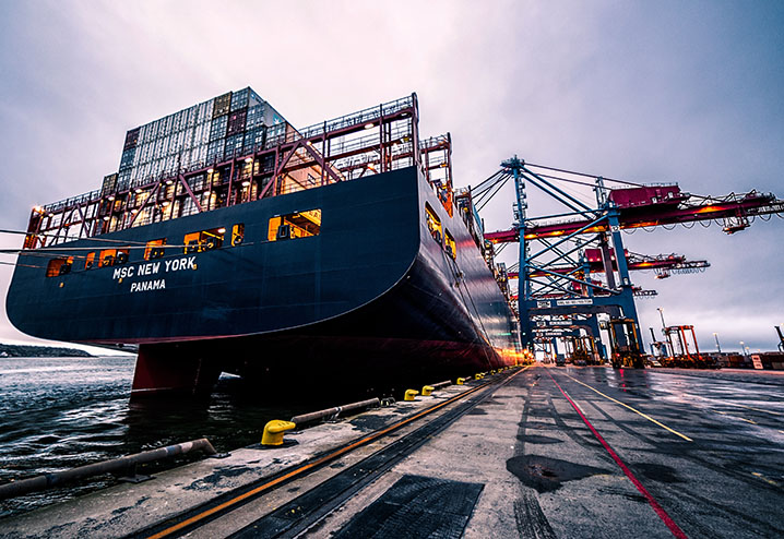 Cargo Ship in Port